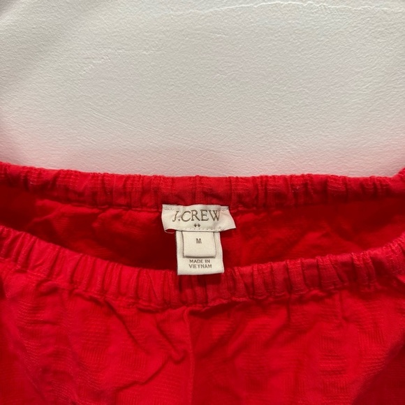 J. Crew Factory Red Off-Shoulder Petal Sleeve Cotton Stretch Top Medium - Picture 3 of 5